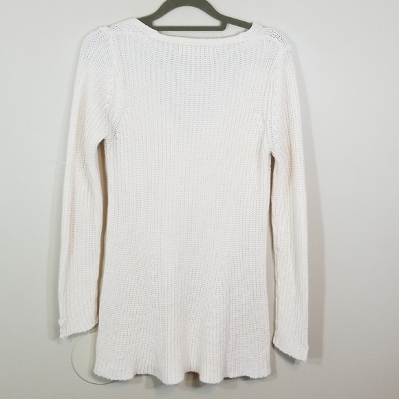 Zara Knit White V-neck Long Sweater - Picture 5 of 5